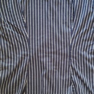 SAMPLE Orange & Navy Sequin Striped LS Button Down